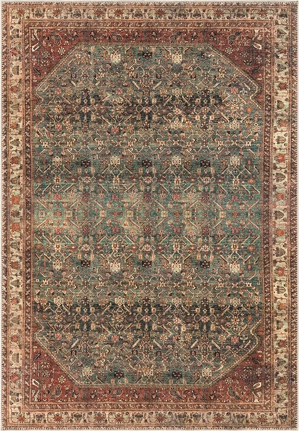 Keen Home Design 4x6 Rug - Machine Washable Area Rug with Non-Slip Backing, Ideal for Living Room, Dining Room, Bedroom - Vintage, Easy Clean, Durable, Low Pile Rug - (4' x 6')