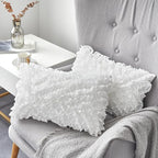 Oubonun 16 x 24 Pillow Inserts (Set of 2) - Lumbar Pillow with 100% Cotton Cover - Rectangle Square Interior Sofa Pillow Inserts - Decorative Pillow Insert Pair - White Couch Pillow