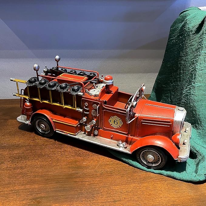 Fire Truck American Antique Decorative Firetruck Model Statue Figurine Retro Style Handcraft Gifts Collectibles…