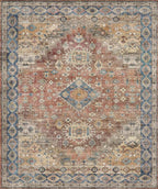 GENIMO 10x12 Area Rugs for Living Room, Machine Washable Non Slip Vintage Rugs, Low Pile Lightweight Chenille Print Rug for Bedroom, Dining Room, Home Office, Antique Red