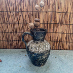 Rustic Pottery Ceramic Vase - Vintage Farmhouse Style Decor, White Grid Ceramic Vases for Home Decor, Modern Farmhouse Decor (White Black)