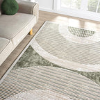 Mid-Century Green Arch Area Rug – 9' x 12' – Modern Geometric Design – Ivy Collection – Non-Shedding, Fade-Resistant, Easy to Clean – Durable for High Traffic Areas – Living Room, Bedroom & Office