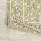 JONATHAN Y Vintage Filigree Indoor Outdoor Area Rug 5X8 Green/Cream, Charleston Textured Weave for Backyard, Patio, Porch, Easy-Cleaning, High Traffic, Pet-Friendly, Non-Shedding (SMB106H-5)