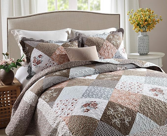 Travan 2-Piece Twin Quilt Sets with Sham Oversized Bedding Bedspread Reversible Soft Coverlet Set, Twin Size