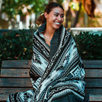 Inca Aztec Throw, Queen, King Blanket | Southwest Indian Navajo Boho Style | Native Cover for Camping, Bedding, Couch, Vanlife | Faux Alpaca, Lightweight, Hypoallergenic (Cotopaxi Slate, Throw)