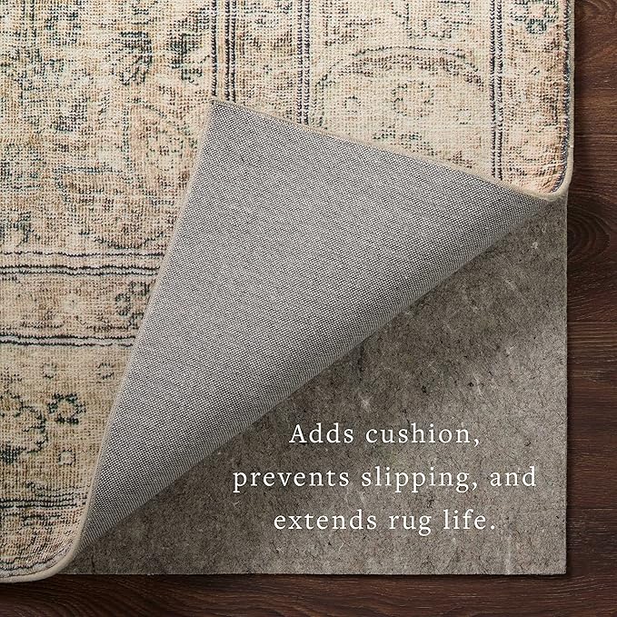 Loloi Loloi-Grip Rug Pad, FPAD2 Grey, 9'-0" x 12'-0", .13" Thick, Gray, 1/8 inch, Reversible, Soft, Cushion, Low Profile, Hardwood, Carpet, Tile, Vinyl, Linoleum, Multi Surface, Trim to fit, Rug Pad