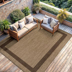 CAMILSON Outdoor Rug 10x14 - Large Modern Outside Rugs for Patios Porches Waterproof Durable Washable Non-Shedding, Easy-to-Clean Indoor Outdoor Area Carpet (10 x 14, Bordered - Jute)
