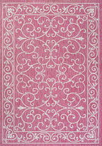JONATHAN Y Vintage Filigree Indoor Outdoor Area Rug 8X10 Fuchsia/Light Gray, Charleston Textured Weave for Backyard, Patio, Porch, Easy-Cleaning, High Traffic, Pet-Friendly, Non-Shedding (SMB106J-8)