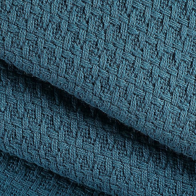 Elvana Home 100% Cotton Bed Blanket, Breathable Bed Blanket Full - Queen Size, Cotton Thermal Blankets Full - Queen, Perfect for Layering Any Bed for All Season, Teal Green