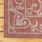 JONATHAN Y Vintage Filigree Indoor Outdoor Area Rug 6X9 Red/Beige, Charleston Textured Weave for Backyard, Patio, Porch, Easy-Cleaning, High Traffic, Pet-Friendly, Non-Shedding (SMB106B-6)