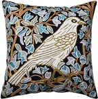 Cream Floral French Style Modern Floral Throw Pillow Cover - Hand Embroidered - 18x18 - White, Multicolor - Living Room, Bedroom, Outdoors, Accent, Home Staging