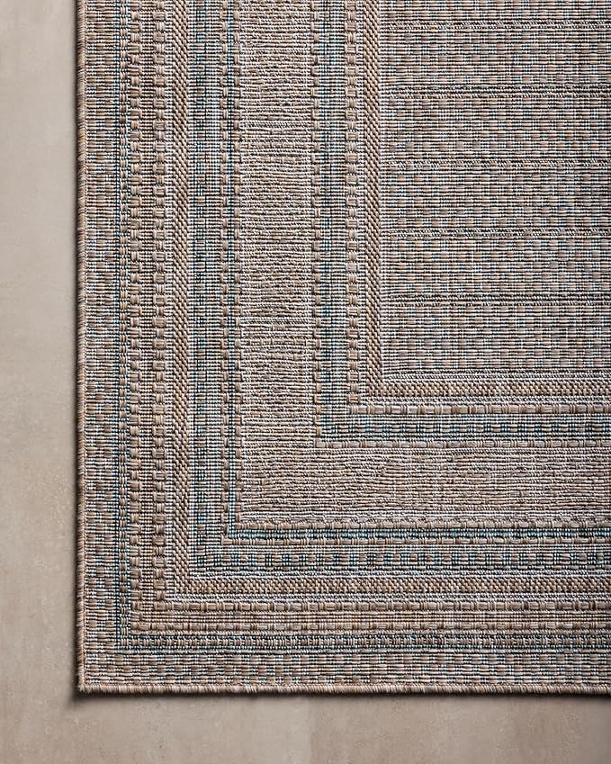Loloi Amber Lewis Topanga Collection TOP-05 Natural/Teal 7'-10" x 10' Indoor/Outdoor Area Rug