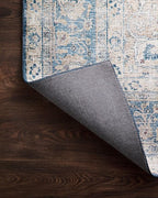 Loloi Layla Collection LAY-07 Blue/Tangerine 2'-6" x 9'-6" .13" Thick Runner Rug, Soft, Durable, Vintage Inspired, Distressed, Low Pile, Non-Shedding, Easy Clean, Printed, Living Room Rug