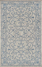 JONATHAN Y Vintage Filigree Indoor Outdoor Area Rug 3X5 Gray/Navy, Charleston Textured Weave for Backyard, Patio, Porch, Easy-Cleaning, High Traffic, Pet-Friendly, Non-Shedding (SMB106C-3)