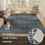 RUGSURE Washable Area Rug - 1/6 Thick - Stain & Water Resistant Non-Slip - Resistant Rug for Living Room, Bedroom, Nursery, Pet & Child Friendly, Vintage Charm Area Rugs (Darkgrey+Bule, 4' x 6')