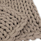 Nuzzie Chunky Knit Weighted Blanket - Breathable, Cooling, Hand Made Knit Throw Blanket for Sleep for Relaxation - Machine Washable, Stylish Design (Taupe, Throw | 12lbs | 44"x60")