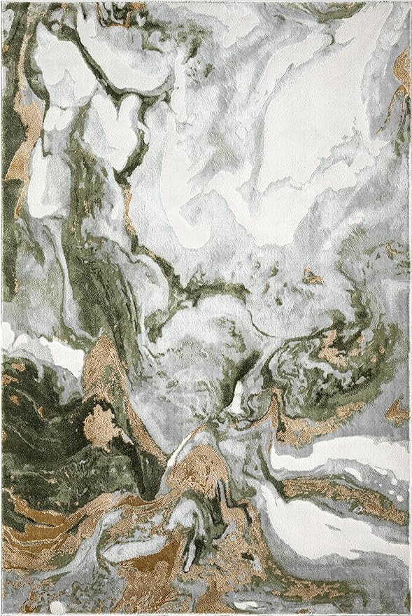 Abani Abstract Grey Green Washable Area Rug – 2' x 3' – Modern Stone-Inspired Design – Regal Collection – Easy to Clean – Durable for High Traffic Areas – Living Room, Bedroom & Office