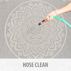 CAMILSON Outdoor Rug 8x10 Modern Area Rugs for Indoor and Outdoor Patios and Porches - Waterproof, Washable, Non-Shedding, Easy-to-Clean Outside Carpet (8 x 10, Medallion - Grey/White)