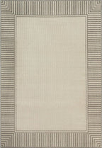 nuLOOM 5' x 8' Outdoor Area Rug, Casual Design With Striped Border, Stain Resistant, Highly Durable, For Patio, Balcony, Bedroom, Living Room, Dining Room, Bathroom, Light Grey