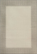 nuLOOM 4' x 6' Outdoor Area Rug, Casual Design with Striped Border, Stain Resistant, Highly Durable, for Patio, Balcony, Bedroom, Living Room, Dining Room, Bathroom, Light Grey