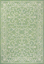 JONATHAN Y Vintage Filigree Indoor Outdoor Area Rug 4X6 Green/Ivory, Charleston Textured Weave for Backyard, Patio, Porch, Easy-Cleaning, High Traffic, Pet-Friendly, Non-Shedding (SMB106K-4)