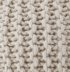 REDEARTH Round Pouf Ottoman - Cable Knitted Boho Poof - Home Décor Cord Pouffe Handmade Circular Footrest for Living Room - Bedroom - Kids Bedroom - 100% Cotton Pouf (18" x 18" x 14") - Ivory