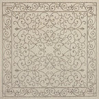 JONATHAN Y Vintage Filigree Indoor Outdoor Square Area Rug 6X6 Beige/Brown, Charleston Textured Weave for Backyard, Patio, Porch, Easy-Cleaning, High Traffic, Pet-Friendly, Non-Shedding (SMB106A-6SQ)
