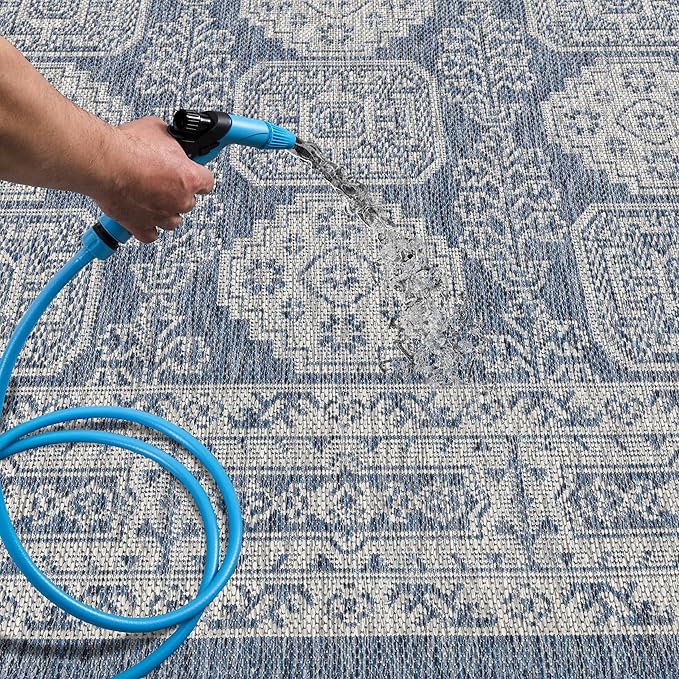 Keen Home Design Terrace Outdoor Round Rug - 5ft Round Washable Indoor/Outdoor Rug for Patio, Kitchen, Balcony, Beach, Garden, Deck and Porch, Size: 5'3" Round