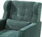 Accent Chair, Comfy Upholstered Living Room Chairs with High Tufted Backrest and Pillow, Wingback Reading Chair with Solid Wood Legs for Bedroom/Office, Chenille Fabric, Blackish Green