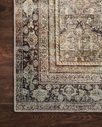 Loloi Layla Collection LAY-03 Olive/Charcoal 2'-3" x 3'-9" .13" Thick Accent Rug, Soft, Durable, Vintage Inspired, Distressed, Low Pile, Non-Shedding, Easy Clean, Printed, Living Room Rug