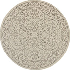 JONATHAN Y Vintage Filigree Indoor Outdoor Round Area Rug 4 Ft Beige/Brown, Charleston Textured Weave for Backyard, Patio, Porch, Easy-Cleaning, High Traffic, Pet-Friendly, Non-Shedding (SMB106A-4R)