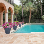 Sunnydaze 24-Inch Anjelica Large Plastic Pot for Plants - Outdoor Polyresin Round Planter with Drillable Drainage Holes - Slate