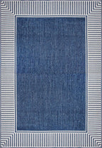 nuLOOM 2' x 3' Outdoor Area Rug, Casual Design With Striped Border, Stain Resistant, Highly Durable, For Patio, Balcony, Bedroom, Living Room, Dining Room, Bathroom, Navy