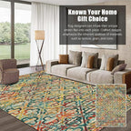 RUGSURE Washable Area Rugs, 8' x 10' - 1/6 Thick - Stain & Water Resistant Non-Slip - Perfect Resistant Rug for Living Room, Bedroom, Nursery, Pet & Child Friendly, Vibrant Colors Rugs, Multicolor