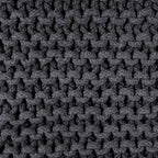 REDEARTH Cube Pouf Foot Stool Ottoman - Hand Knitted Coffee Table - Cotton Cord Boho Pouffe - Home Décor Poof - Stuffed Footrest for Living Room - Bedroom - Patio (16" x 16" x 16") - Dark Gray