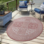 Keen Home Design Terrace Outdoor Round Rug - 5ft Round Washable Indoor/Outdoor Rug for Patio, Kitchen, Balcony, Beach, Garden, Deck and Porch, Size: 5'3" Round