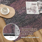 RUGSURE Washable Area Rug - 1/6 Thick - Stain & Water Resistant Non-Slip - Resistant Rug for Living Room, Bedroom, Nursery, Pet & Child Friendly, Vintage Charm Area Rugs (Burgundy, 3' x 5 ')