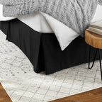 Amazon Basics Lightweight Pleated Bed Skirt, Full, Black, Solid