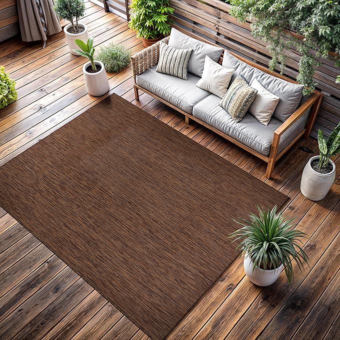 CAMILSON Outdoor Rug 8x10 Modern Area Rugs for Indoor and Outdoor Patios and Porches - Waterproof, Washable, Non-Shedding, Easy-to-Clean Outside Carpet (8 x 10, Solid - Gold)