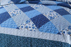 Travan Bedspread Quilt Sets 3-Piece Lightweight Coverlet Set with Shams Reversible Quilted Bedding Set, Blue Floral Patchwork, King Size