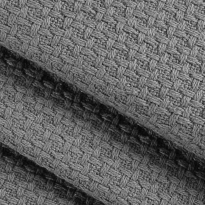 Elvana Home 100% Cotton Bed Blanket, Breathable Bed Blanket Twin Size, Cotton Thermal Blankets Twin, Perfect for Layering Any Bed for All Season, Charcoal Grey
