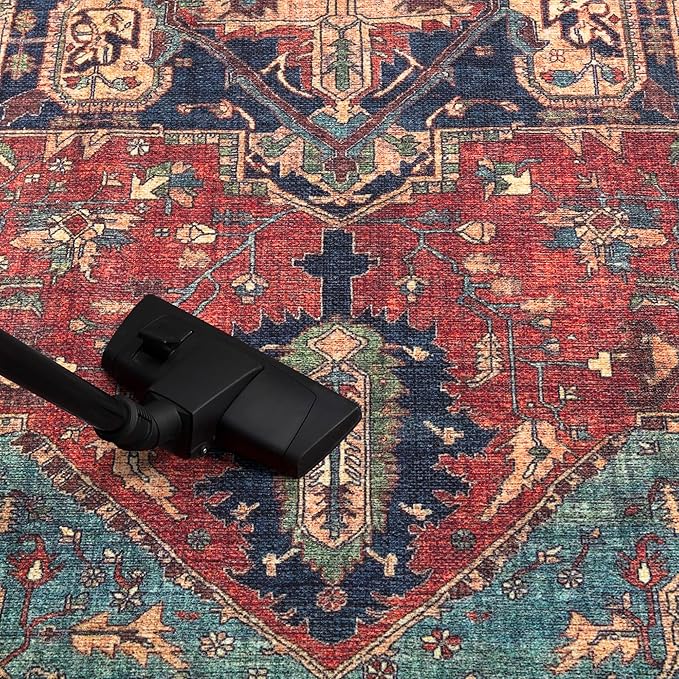 Keen Home Design 9x12 Rug - Machine Washable Area Rug with Non-Slip Backing, Ideal for Living Room, Dining Room, Bedroom - Vintage, Easy Clean, Durable, Low Pile Rug - (9' x 12')