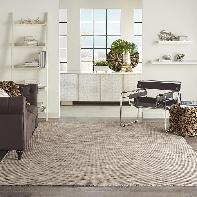 Nourison Home Positano Indoor-Outdoor Beige 7' x 10' Area Rug, Easy Cleaning, Non Shedding, Bed Room, Living Room, Dining Room, Backyard, Deck, Patio (7x10)