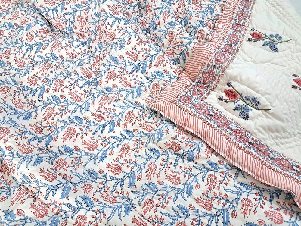 Rose Pink King Size Blanket 108x108 – 100% Cotton Lightweight Bedspread – Soft Cozy All-Season Quilt for Bed, Couch, or Sofa – Boho Bedroom Throw Blanket