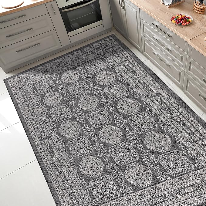 Keen Home Design Terrace Outdoor Area Rug - 4x6 Washable Indoor/Outdoor Rug for Patio, Kitchen, Balcony, Beach, Garden, Deck and Porch, Size: 3'10"x5'7"