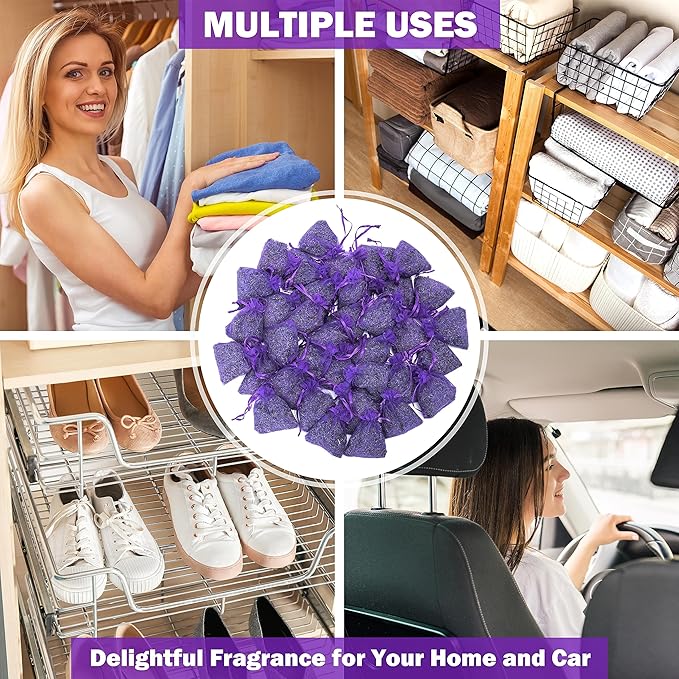 French Lavender Sachets for Drawers and Closets Fresh Scents, Set of 36, Home Fragrance Sachet for Closets and Drawers, Purple, LV-C-36-1