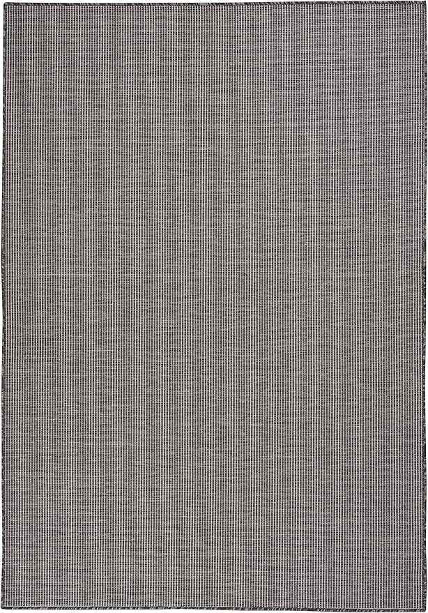 Nourison Positano Indoor-Outdoor Charcoal 4' x 6' Area Rug, Easy Cleaning, Non Shedding, Bed Room, Living Room, Dining Room, Backyard, Deck, Patio (4x6)