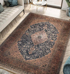 Keen Home Design 5x7 Rug - Machine Washable Area Rug with Non-Slip Backing, Ideal for Living Room, Dining Room, Bedroom - Vintage, Easy Clean, Durable, Low Pile Rug - (5' x 7')