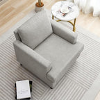 Mid-Century Accent Chair,Modern Linen Fabric Armchair for Living Room,Comfy Upholstered Reading Accent Chairs for Bedroom,Single Sofa Chair with Wood Legs (Light Grey, 1 Pack)