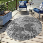 Keen Home Design Terrace Outdoor Round Rug - 8ft Round Washable Indoor/Outdoor Rug for Patio, Kitchen, Balcony, Beach, Garden, Deck and Porch, Size: 7'7" Round